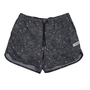 Luka Legends Men's Sz Large Gray Paisley Lined Athletic Drawstring 5" Shorts euc